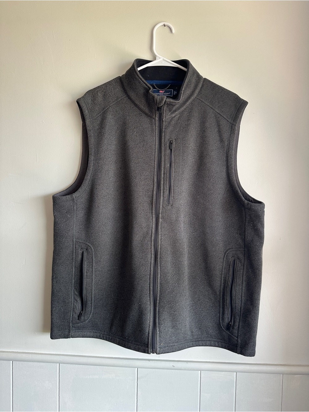 Vineyard Vines Charcoal Gray Full Zip Sweater Fleece Vest XL